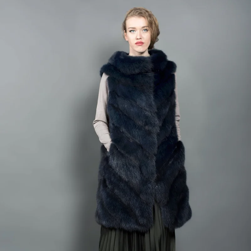 Sable Fur Vest dyed blue