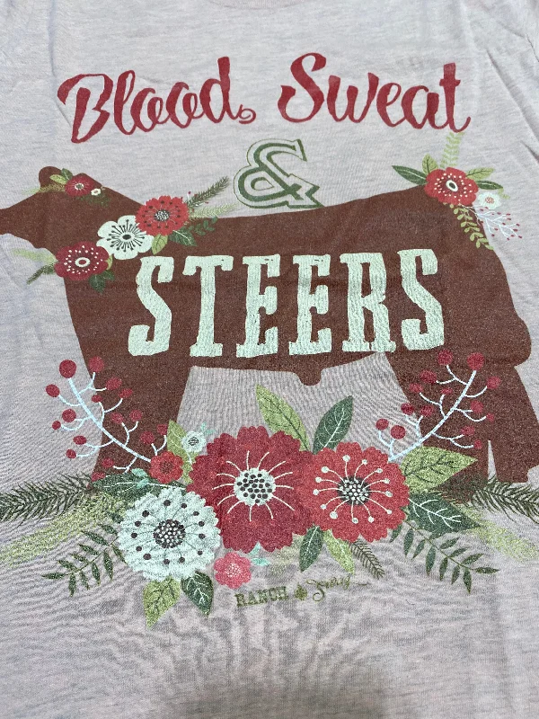 women's t-shirts gym wear -Canvas Blood Sweet & Steers T-Shirt