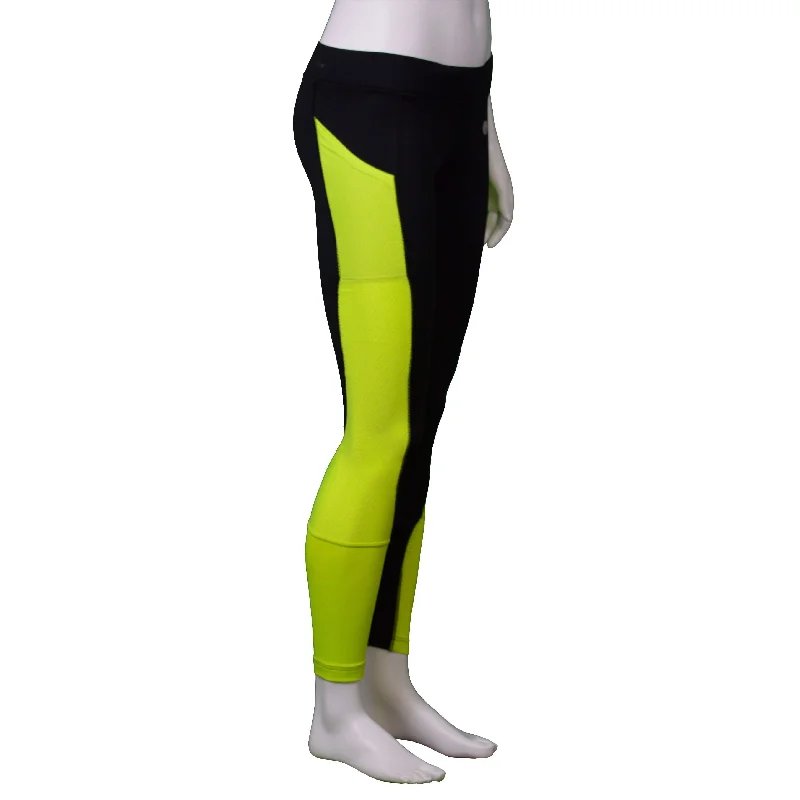 Comet Reflective Women's Running Tight in Black/Flo Lime