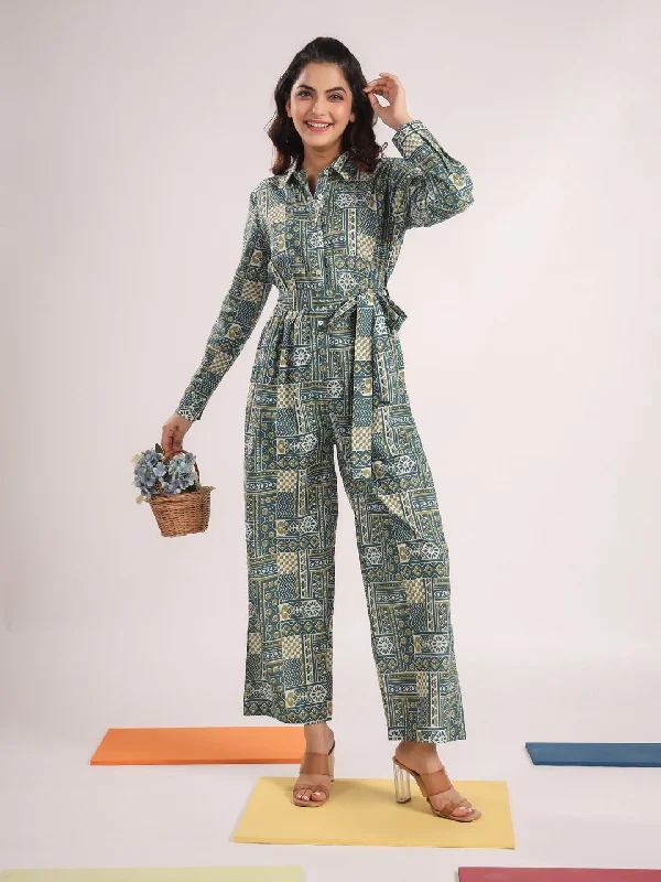 Green Pure Cotton Jumpsuit