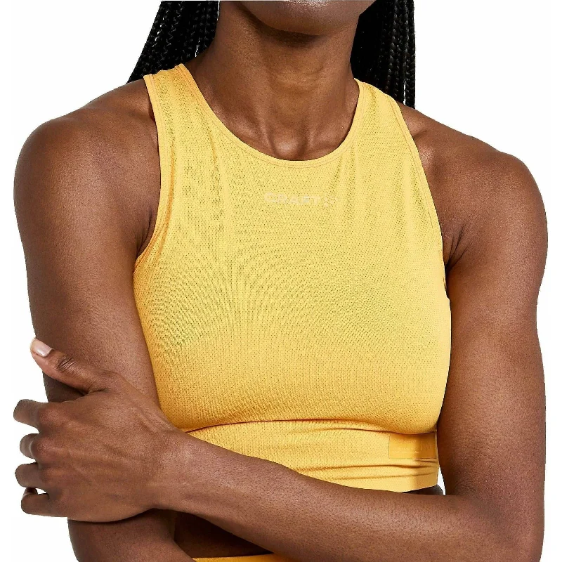 Craft PRO Hypervent Womens Running Crop Top - Yellow