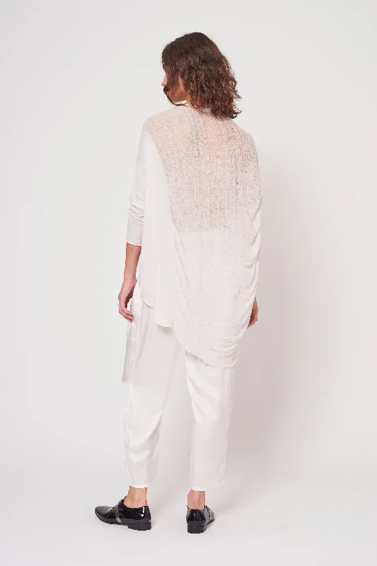 Dirty White 3/4 Sleeve Shredded Cocoon Top