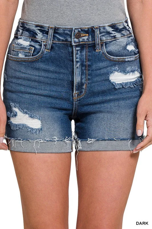 Distressed Denim Shorts