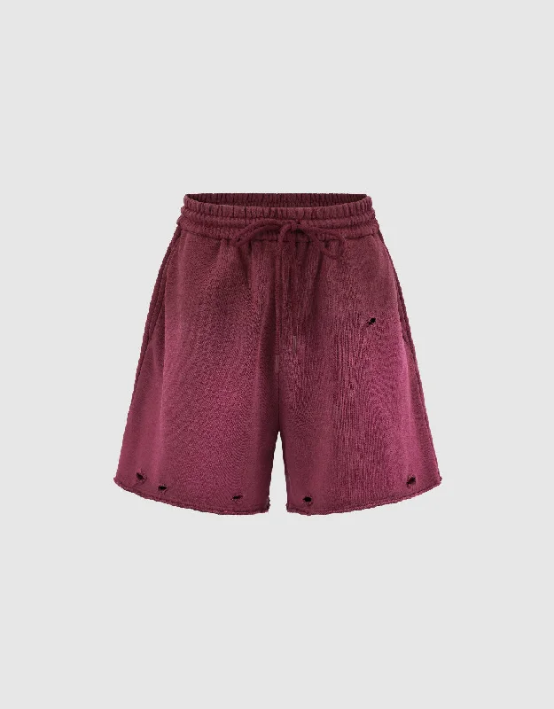 Drawstring Waist Loose Knitted Shorts