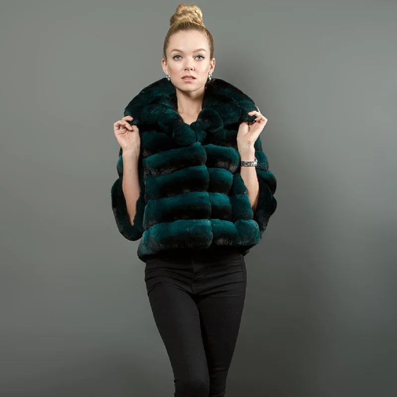 Chinchilla Fur Green Jacket Luxury Women