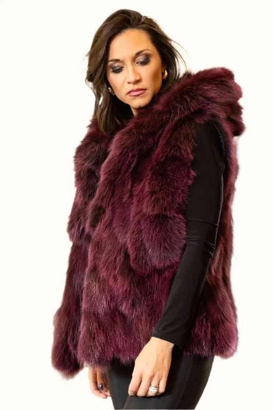 Fox Fur Vest with Hood