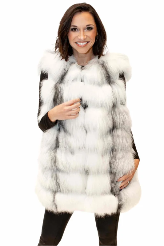 Fox Fur Vest with Horizontal Pattern