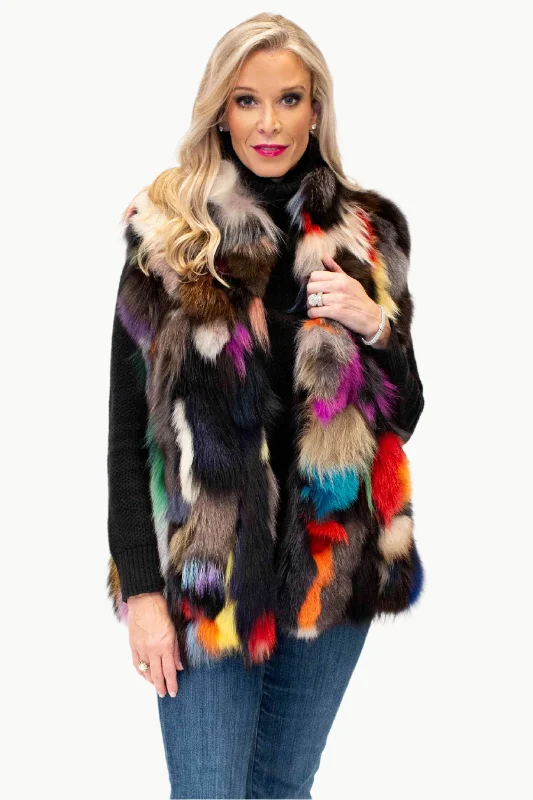 sporty women's raincoat -Fox Fur Vest