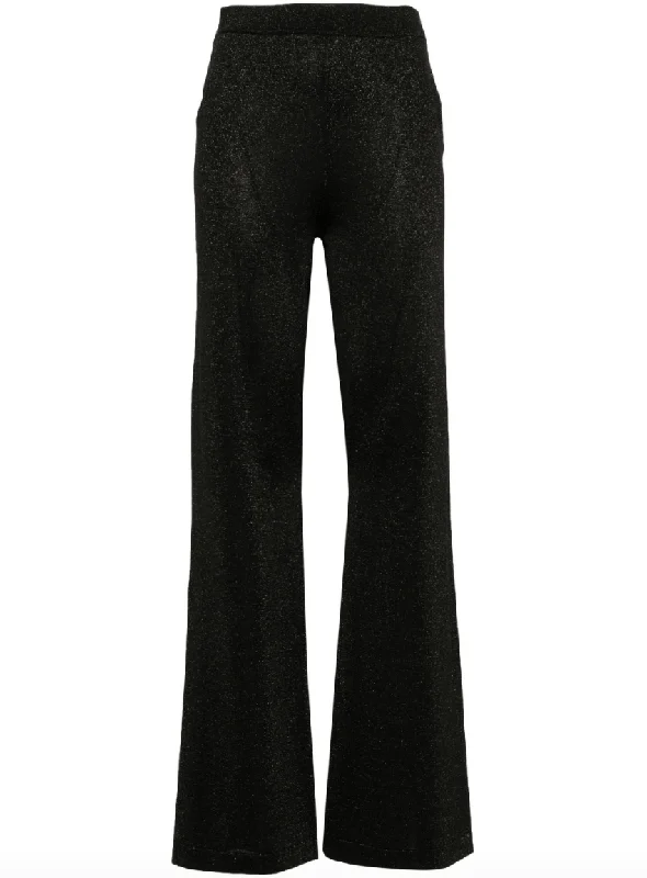 glitter-detail straight trousers in black