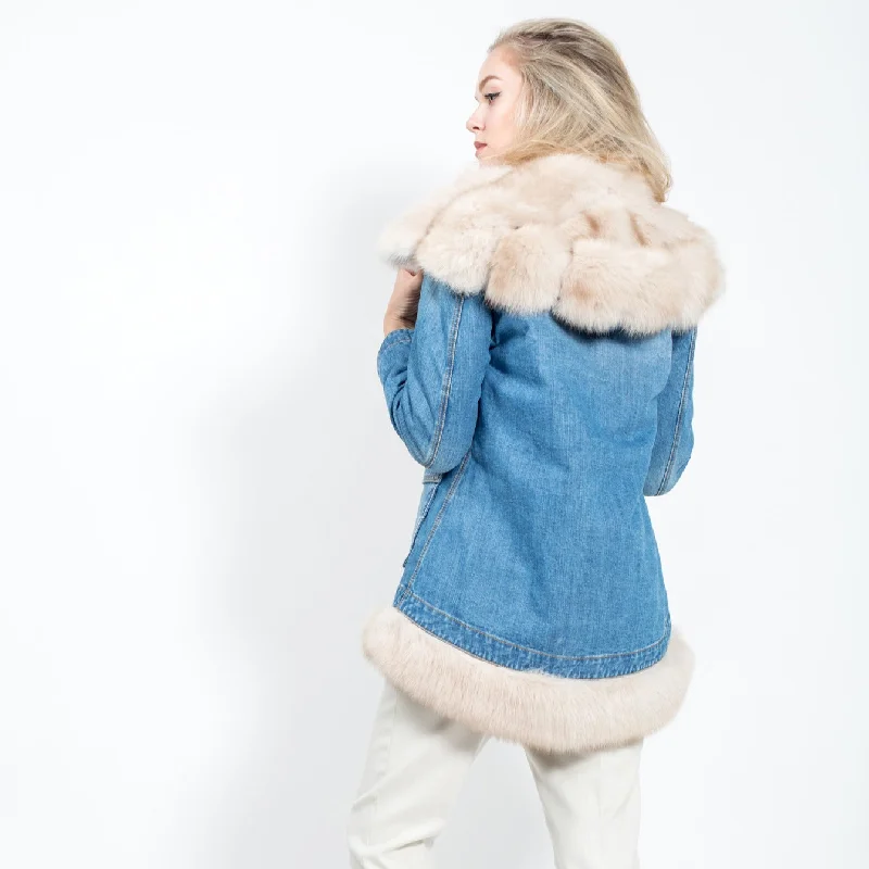 Jeans Jacket with Russian Sable Fur