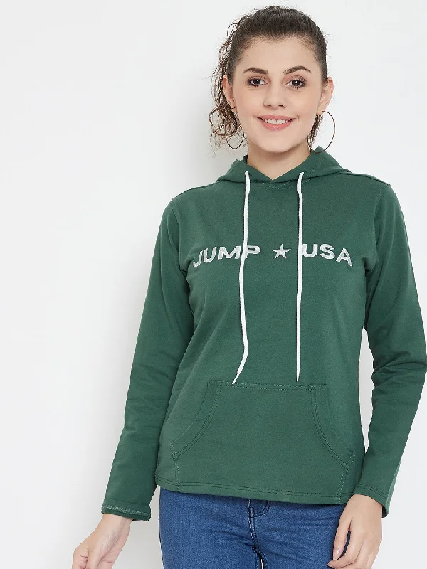 JUMP USA Women Solid Hooded Sweatshirt