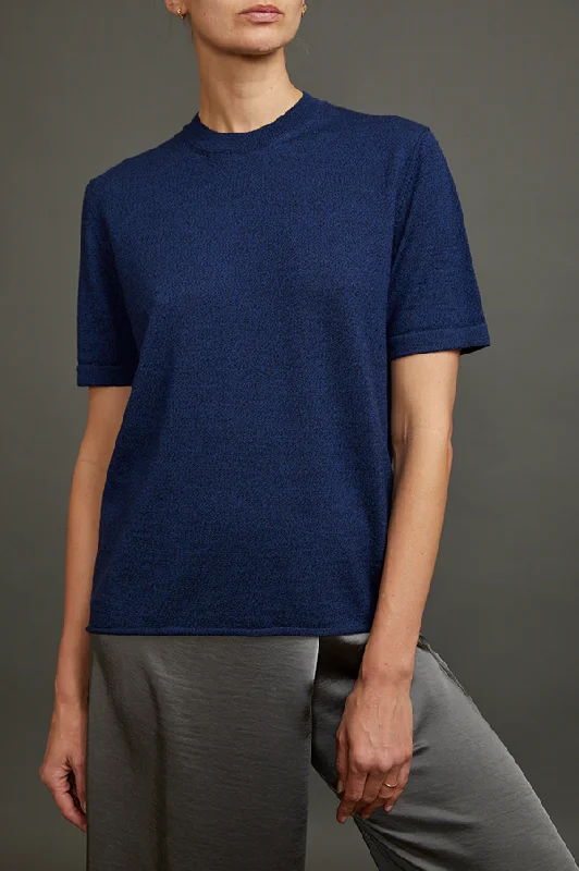 Kaitly Knit T-Shirt In Melange Blue