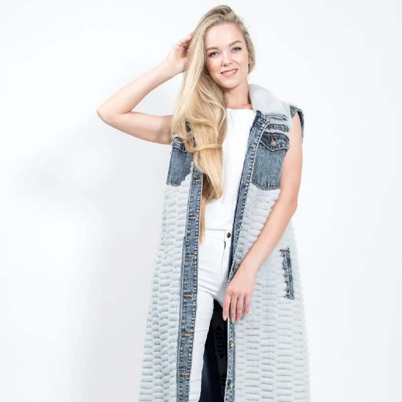 Jeans and Mink Fur Vest Fashion