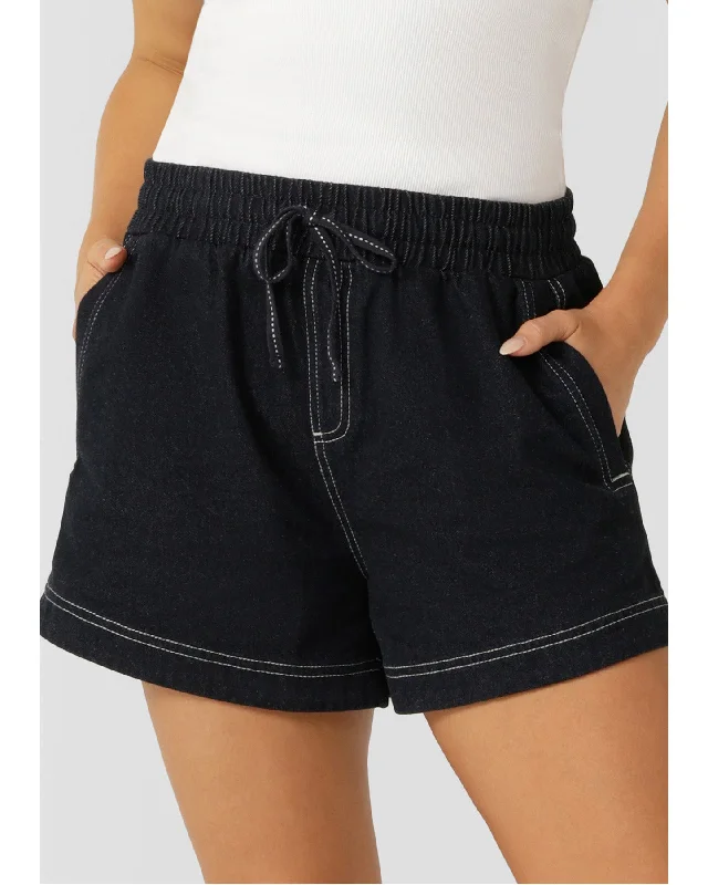 Lorna Jane Off Duty Denim Pull on Shorts - French Navy