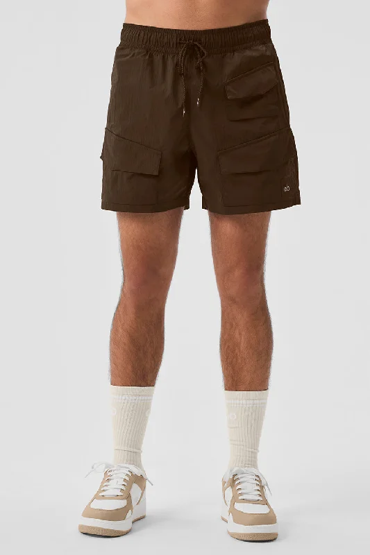 7" Crinkle Nylon Excursion Cargo Short - Espresso