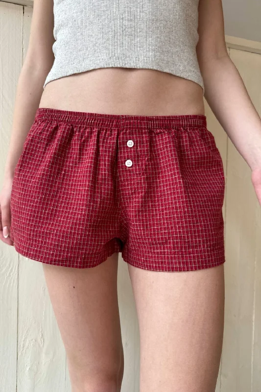 Kiera Red Plaid Sweatshorts