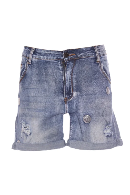 MI MOSO  - Sequin distressed denim short! 8