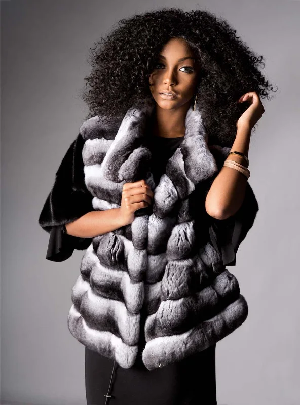 Chinchilla Fur Front with Mink Fur Back Bolero Jacket