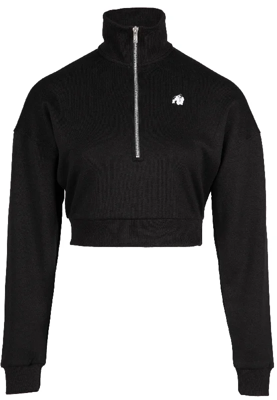 Ocala Cropped Half-Zip Sweatshirt - Black