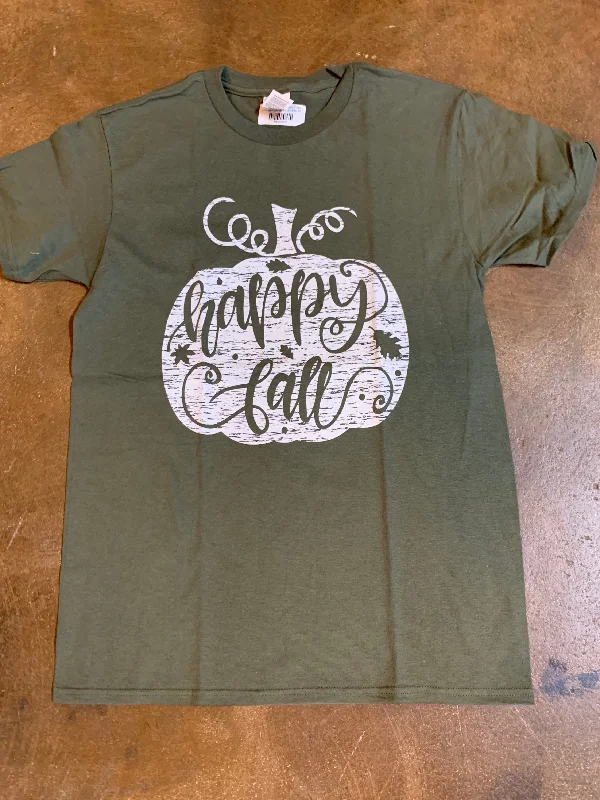 women's t-shirts eco-friendly -Olive Happy Fall Pumpkin T-Shirt