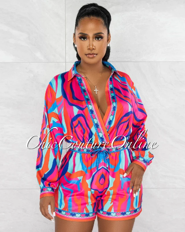 Pierre Fuchsia Multi-Color Print Romper