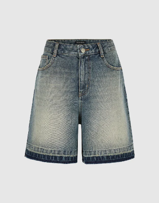 Raw Hem Denim Shorts