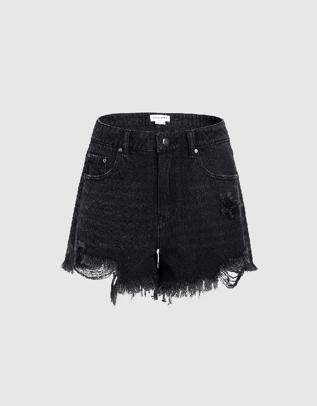 Raw Hem Denim Shorts