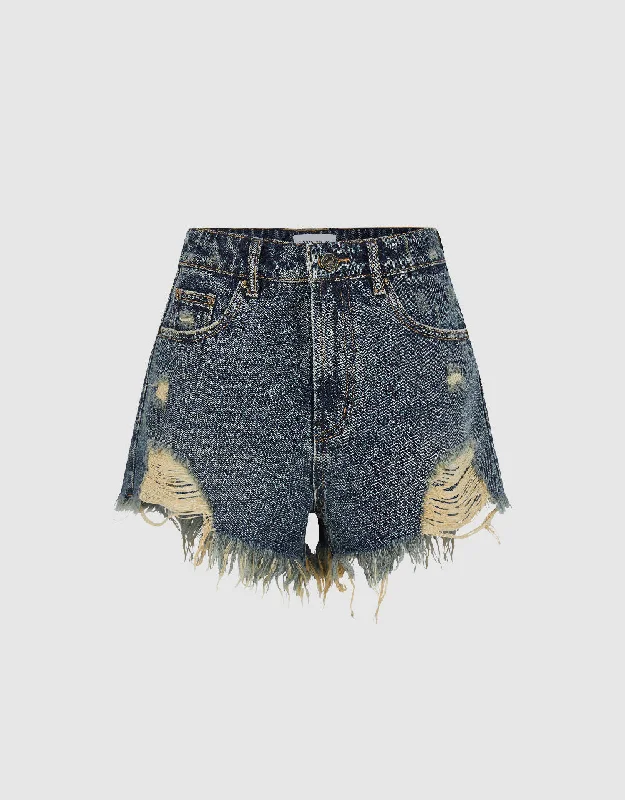 Raw Hem Denim Shorts