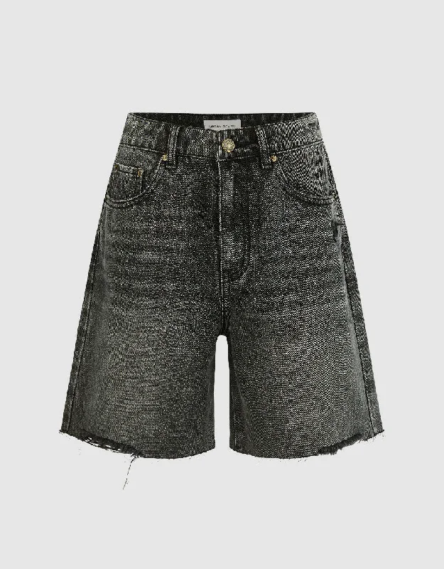 Raw Hem Denim Shorts