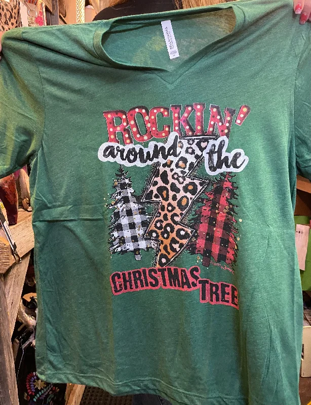 women's t-shirts for work -Rocking around the Christmas tree T-shirt