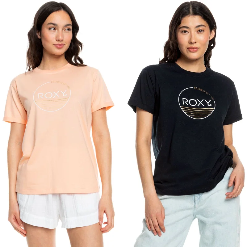 women's t-shirts organic cotton -Roxy Womens Noon Ocean Short Sleeve T-Shirt