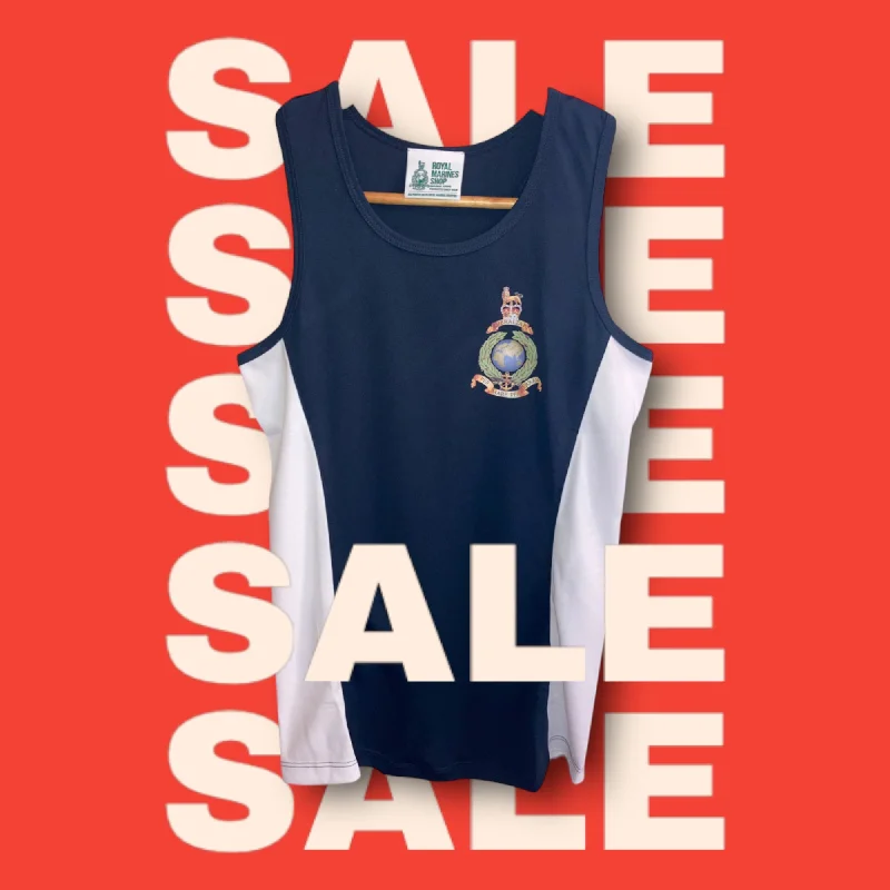 Royal Marines Ladies Cool Gym Vest - NAVY & WHITE