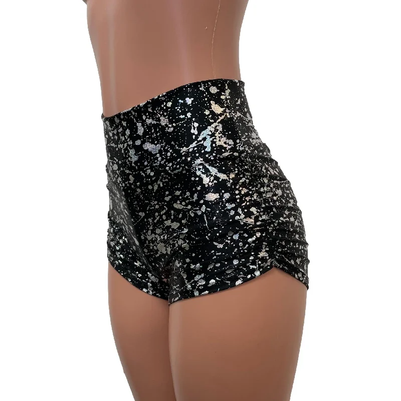 Ruched Booty Shorts - Black Holo Splatter