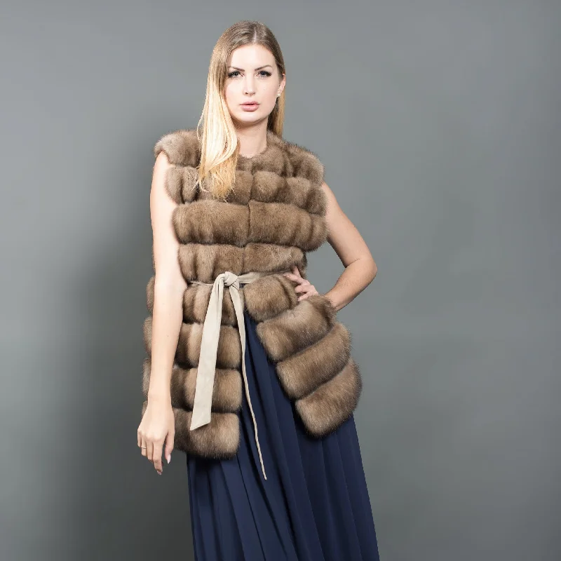 Russian Sable Fur Vest with Belt luxury