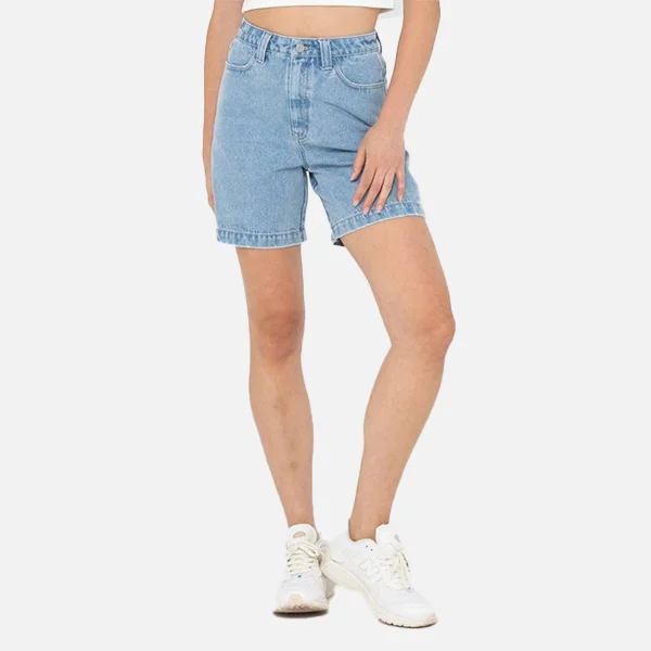 Rusty Penny Kick Flare Long Denim Short - Sky Blue