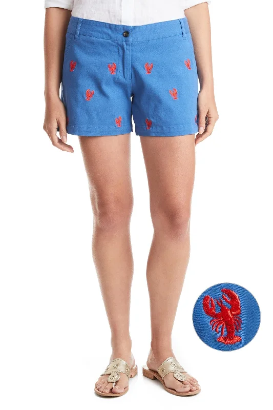 Sailing Short Stretch Twill Deep Ocean Blue with Lobster