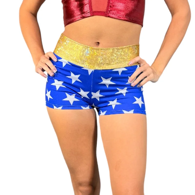 SALE - MID Rise Booty Shorts - Wonder Woman Softstyle