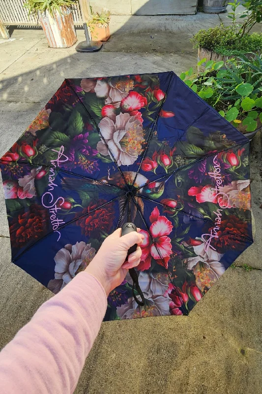 fitted women's raincoat -Song Bird Umbrella - Navy