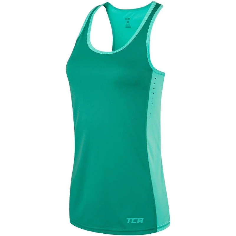 women's t-shirts floral -TCA Laser Tech Lightweight Womens Running Vest - Green