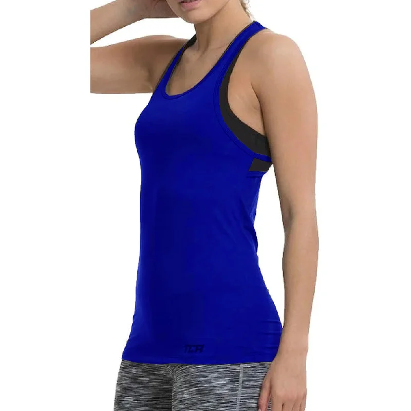 women's t-shirts striped -TCA Tech Racerback Womens Running Vest Tank Top - Blue