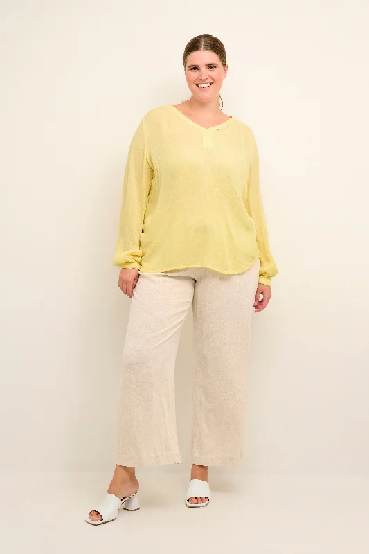 women's t-shirts loungewear -Zeitlose helle Bananenbluse aus Ecovero-Viskose 