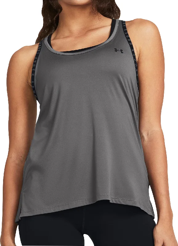 women's t-shirts for winter -Under Armour Knockout Womens Running Vest Tank Top - Grey