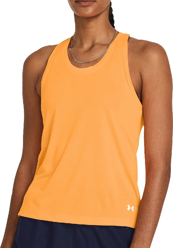 women's t-shirts with V-neck -Under Armour Launch Womens Running Vest Tank Top - Orange