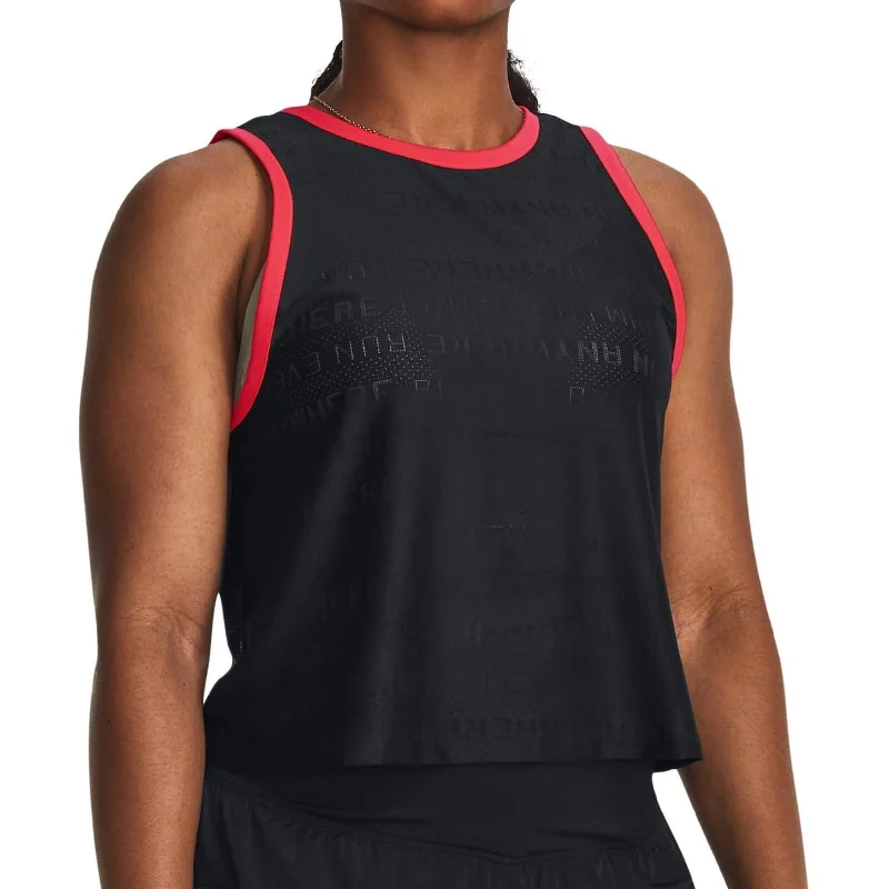 women's t-shirts purple -Under Armour Run Everywhere Womens Running Vest Tank Top - Black