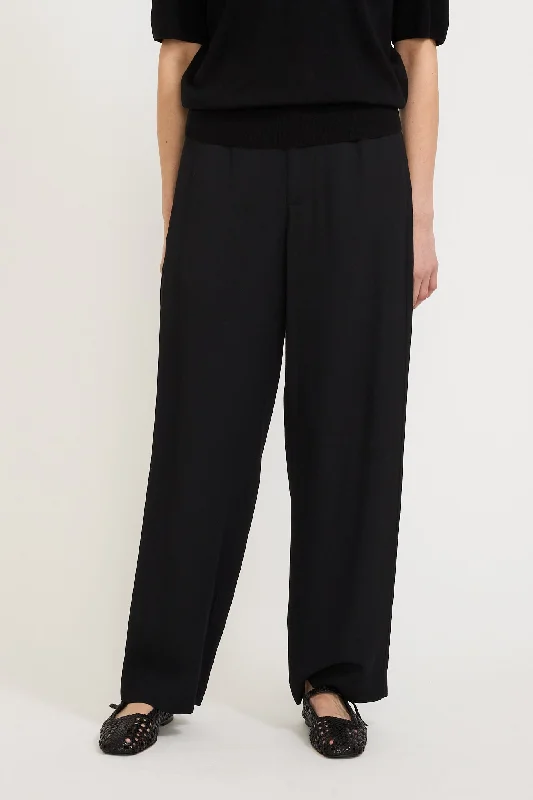 Viscose Twill Straight Pant Black