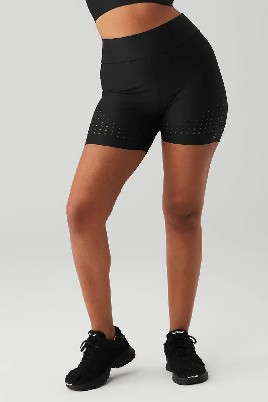 5" Airlift High-Waist Laser Cut Speedy Short - Black