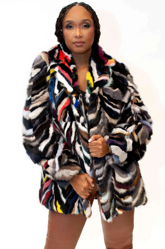 Mink Fur Jacket with Shawl Collar & Bracelet Cuffs