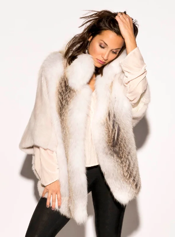 Women's Mink Fur Cape with Fox Fur