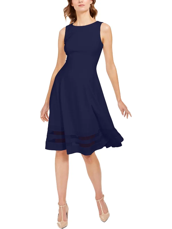 Womens Ruffled Polyester Fit & Flare Dress