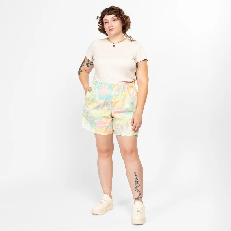 XL 90s Pastel Tropical Floral Lounge Shorts